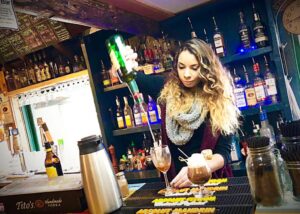lady bartender mixing drinks