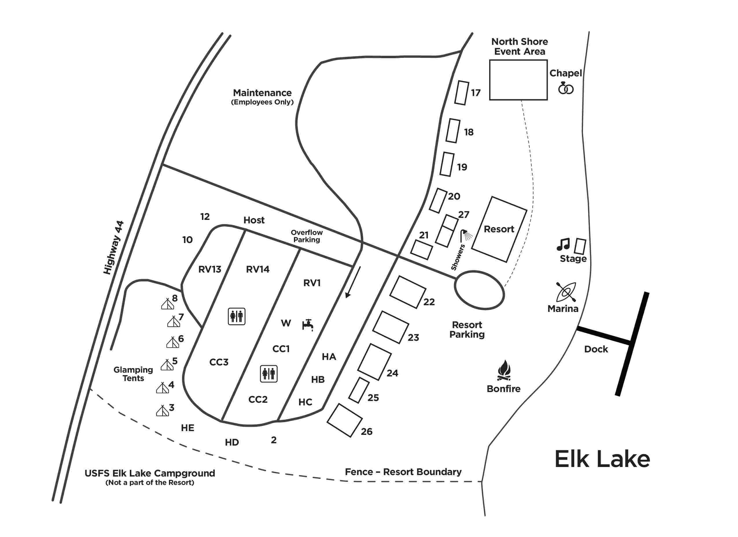 Elk Lake Resort Map